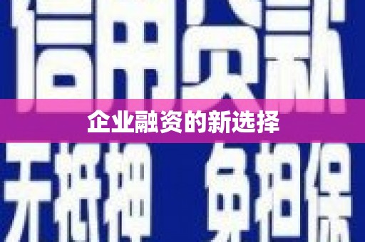 华容企业融资的新选择