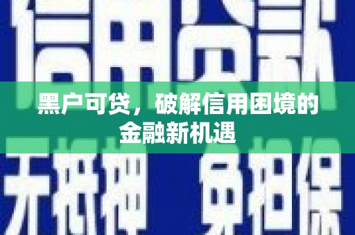 华容黑户可贷，破解信用困境的金融新机遇